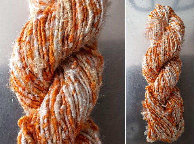 Orange White Mix Banana Yarn bhagalpursilkscarf