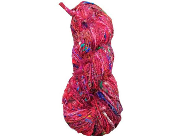Pinkish Red Color Recycled Sari Yarn
