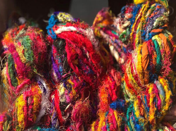 Multi Color Recycled Sari Silk Yarn